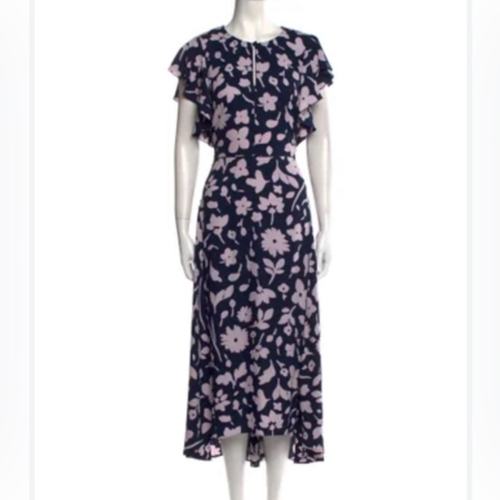 Kate Spade Dark Blue and Light Pink Floral Midi Dress